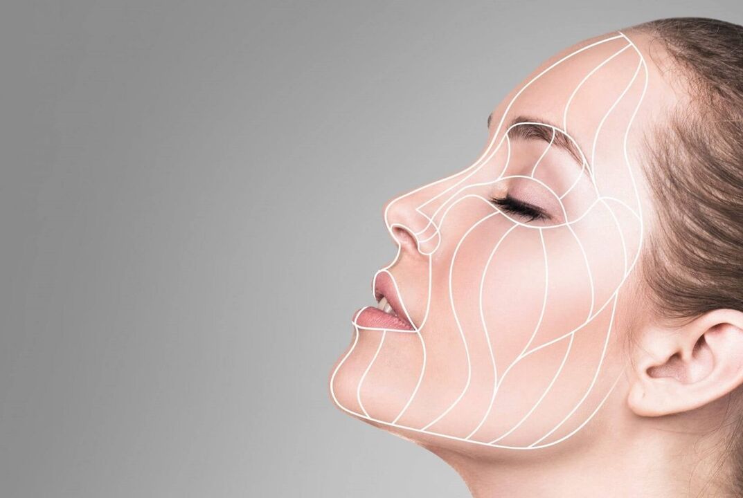 linee di massaggio del viso per il ringiovanimento della pelle